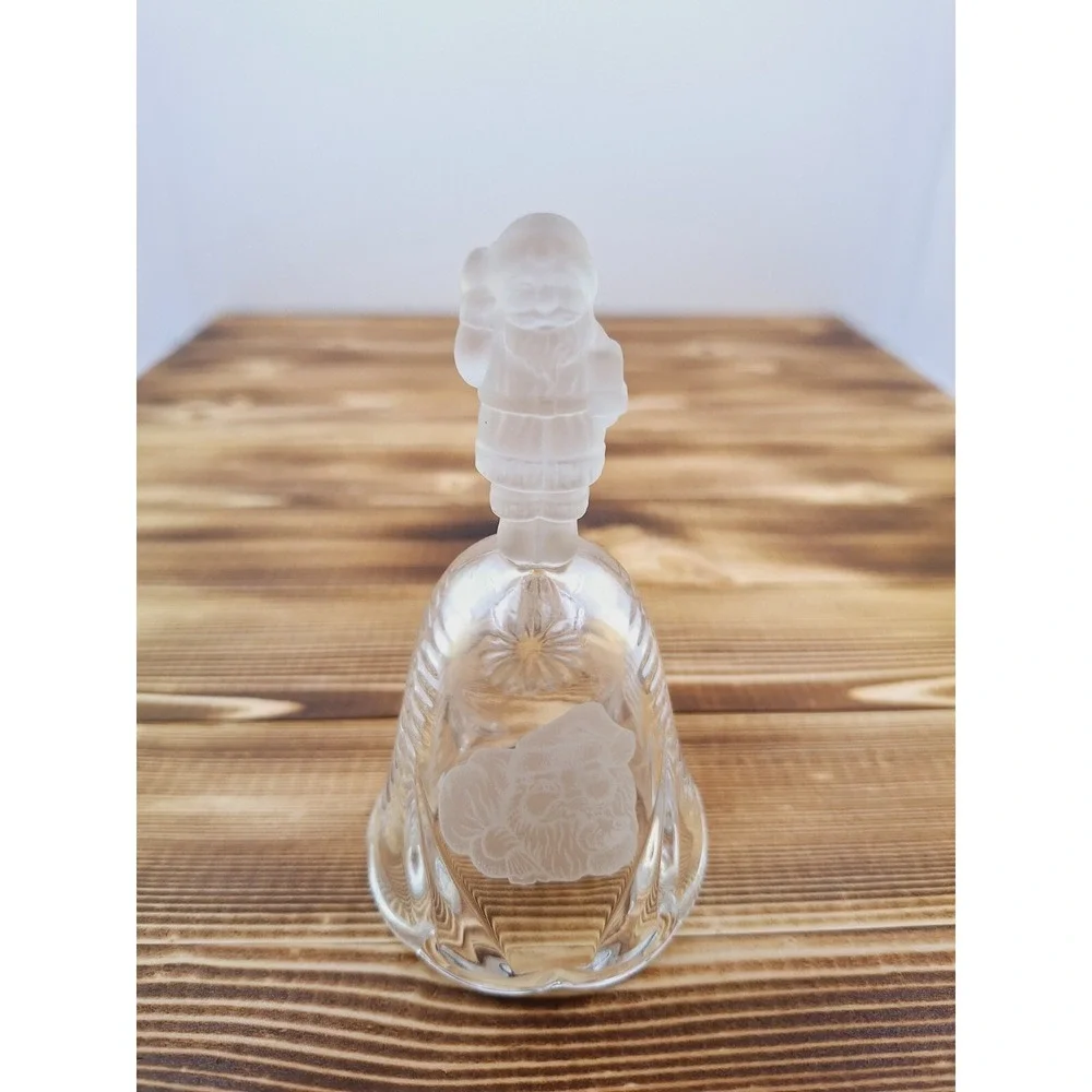 Glass Santa bell, Santa handle is frosted glass the bell has frosted‎ Santa Side